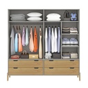 Ropero 4 Puertas - Gris/Wood