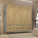 Ropero 4 Puertas - Gris/Wood