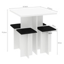 1013 Blanco Nero Mesa Comedor con 4 Bancos