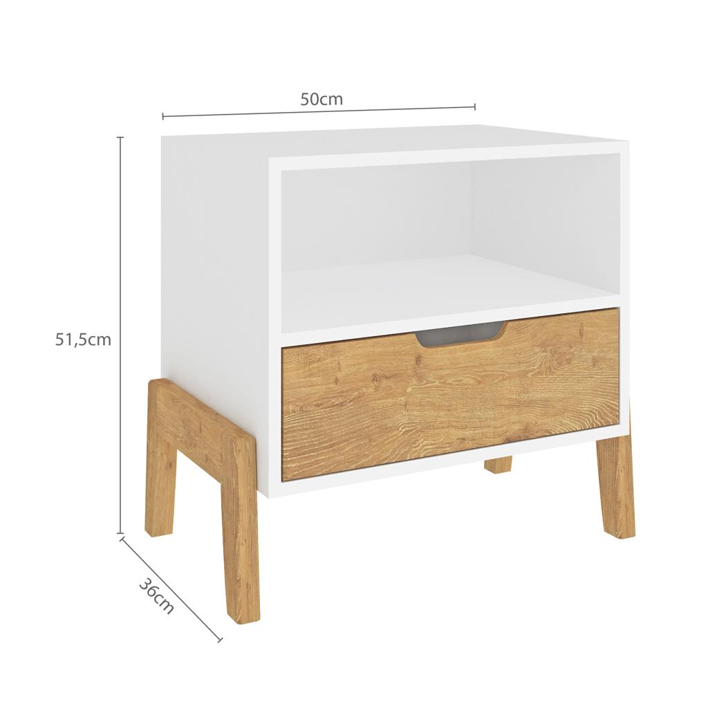 1601 Blanco Wood Mesa de Noche