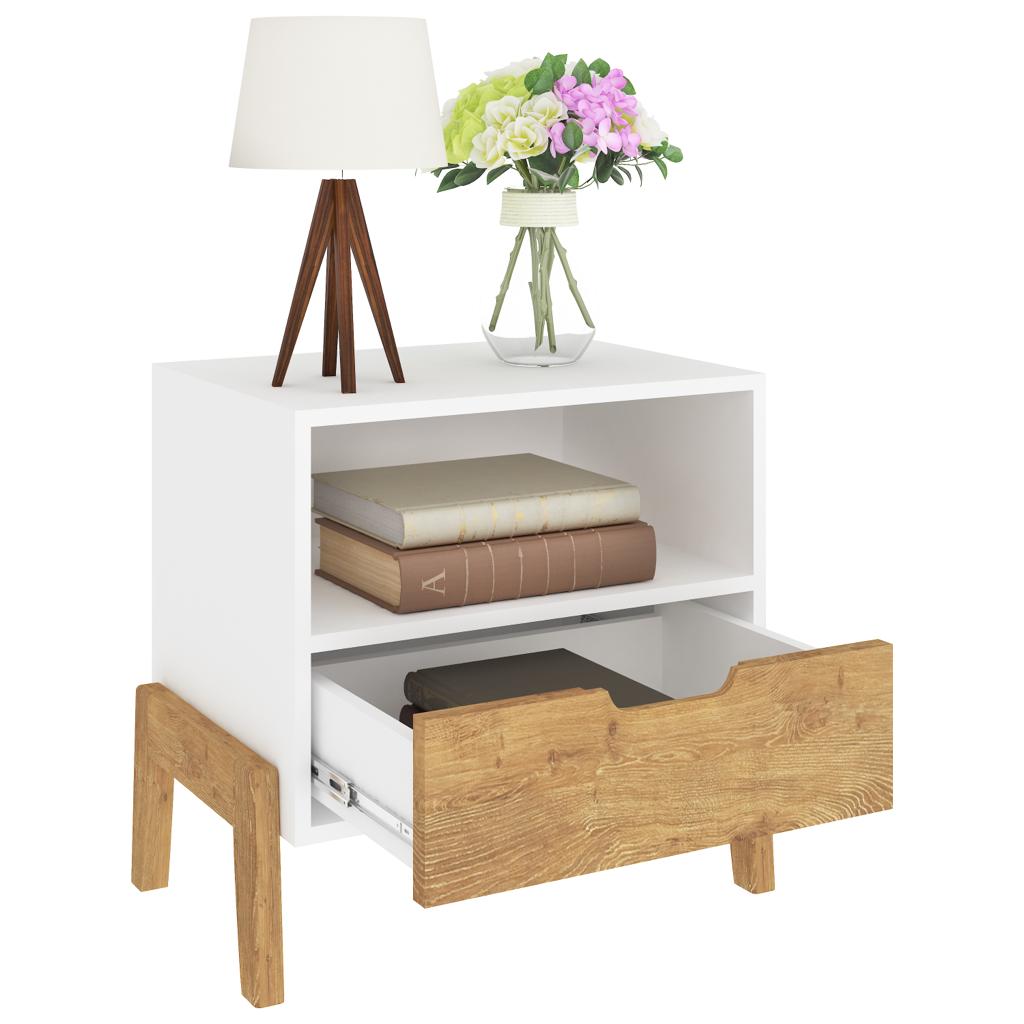 1601 Blanco Wood Mesa de Noche