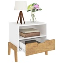1601 Blanco Wood Mesa de Noche