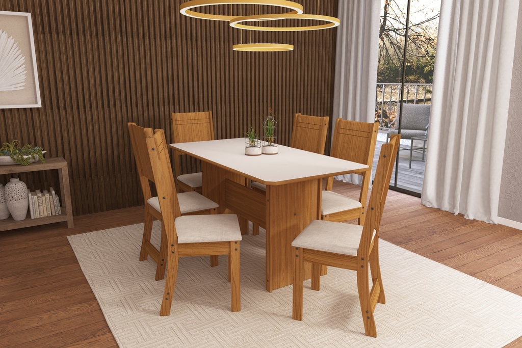 10105 Freijo/Linho Comedor 6 Sillas