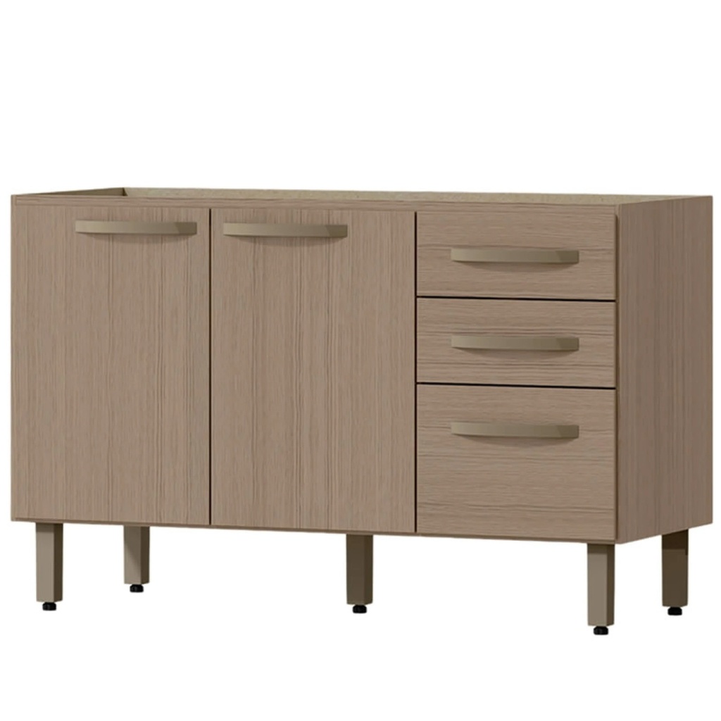 Bajo Mesada 2 Puertas 3 Cajones - Noce