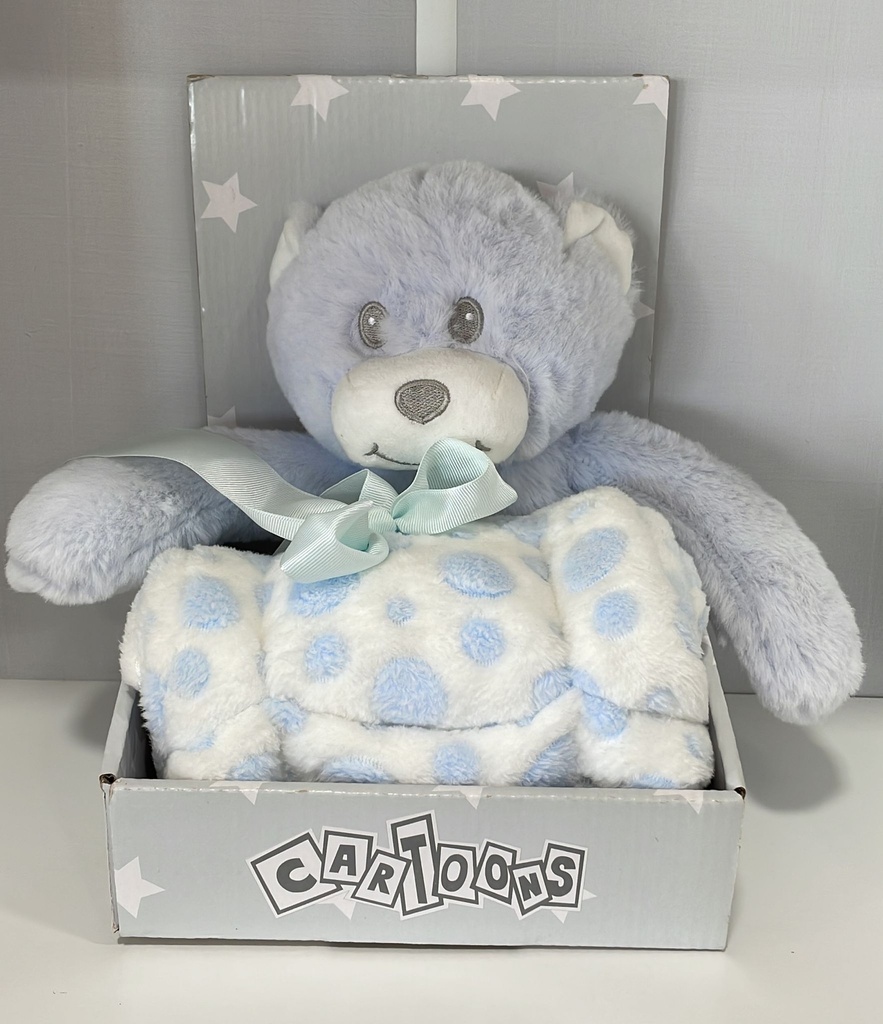 Frazada Con Peluche Celeste