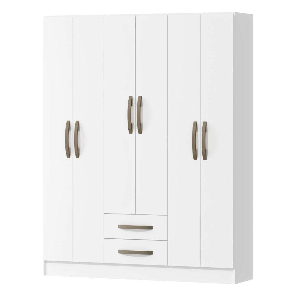 Ropero 6 Puertas 2 cajones - Blanco