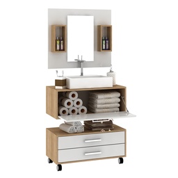 [105ROBLEBLANCO] Mueble de Baño - Roble/Blanco