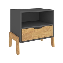 [1601GRAFITOWOOD] Mesa de Noche - Grafito/Wood