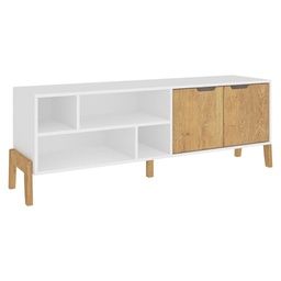 [1603BLANCOWOOD] Rack TV - Blanco/Wood