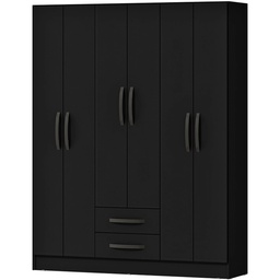 [606NEGRO] Ropero 6 Puertas 2 Cajones - Negro