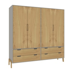 [1611GRISWOOD] Ropero 4 Puertas - Gris/Wood
