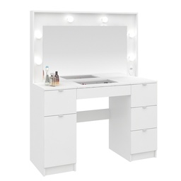 [312BLANCO] 312 Blanco Tocador con Espejo 1 Puerta 5 Cajones