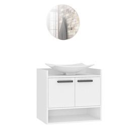 [106BLANCO] 106 Blanco Gabinete de Baño Atenas con Espejo y Lavamanos