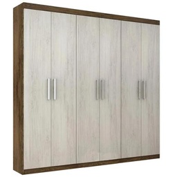 [4102CACAUBLANCO] Ropero 6 Puertas - Cacau/Blanco