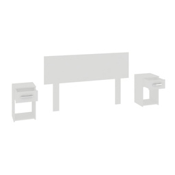[705BLANCO] Respaldo con Mesas de Luz - 2 Plazas Blanco