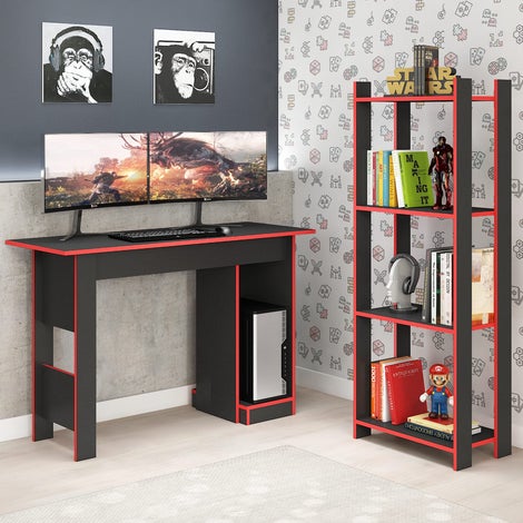 Combo Gamer - Grafito/Rojo