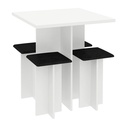 Mesa Comedor con 4 Bancos - Blanco/Negro