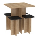 Mesa Comedor con 4 Bancos - Carvalho/Negro