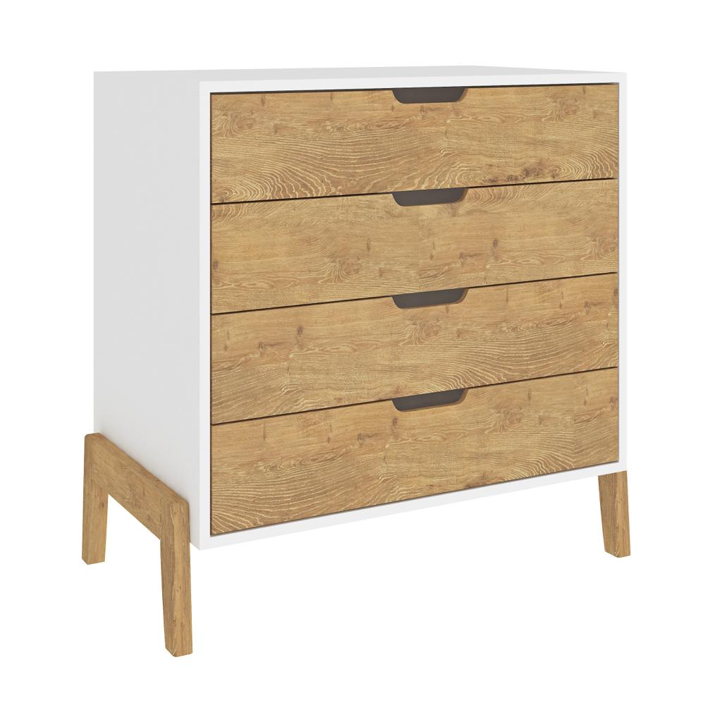Cómoda 4 Cajones - Blanco/Wood