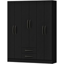 Ropero 6 Puertas 2 Cajones - Negro