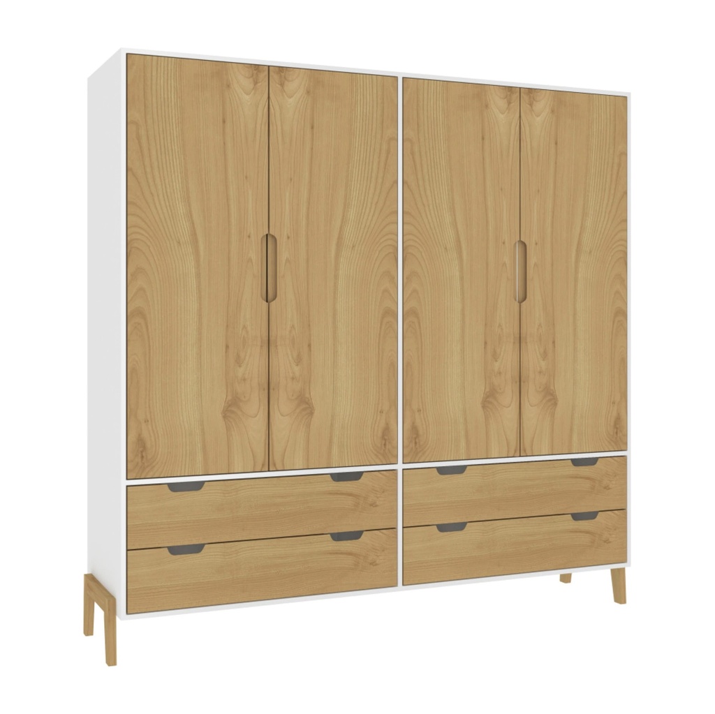 Ropero 4 Puertas - Blanco/Wood
