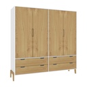 Ropero 4 Puertas - Blanco/Wood