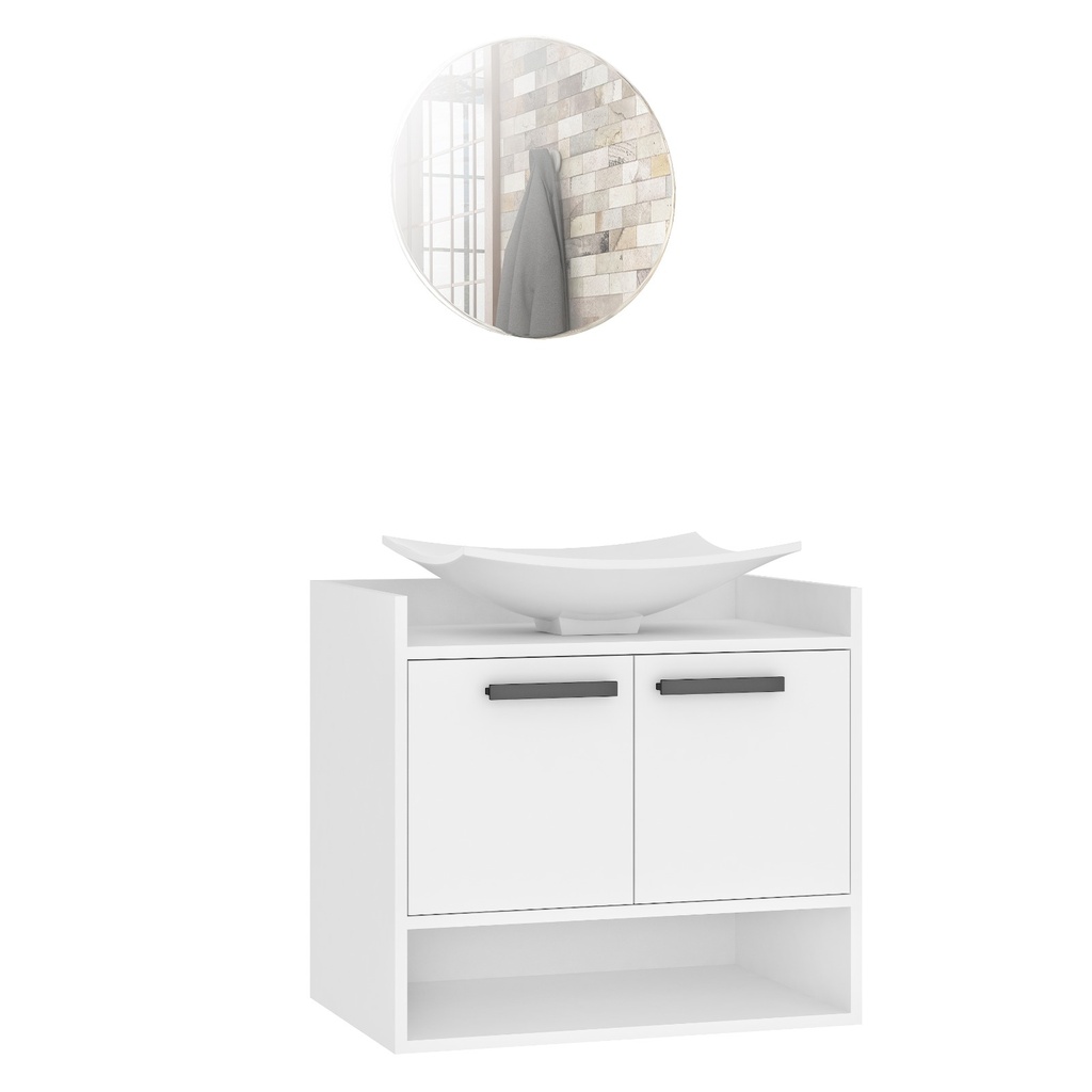 106 Blanco Gabinete de Baño Atenas con Espejo y Lavamanos