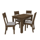 Mesa Comedor con 4 Sillas - Noce/Linho