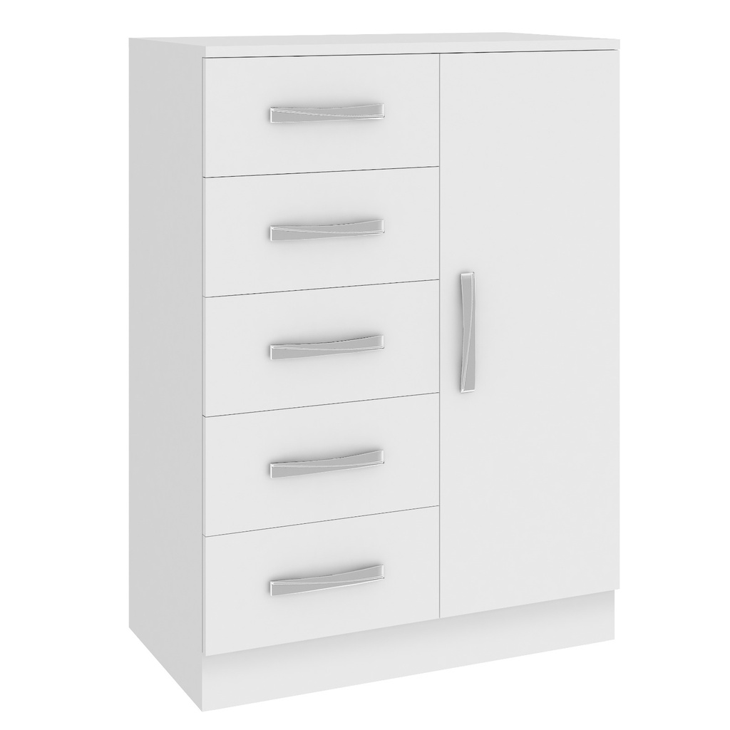 Cómoda 5 Cajones 1 Puerta - Blanco