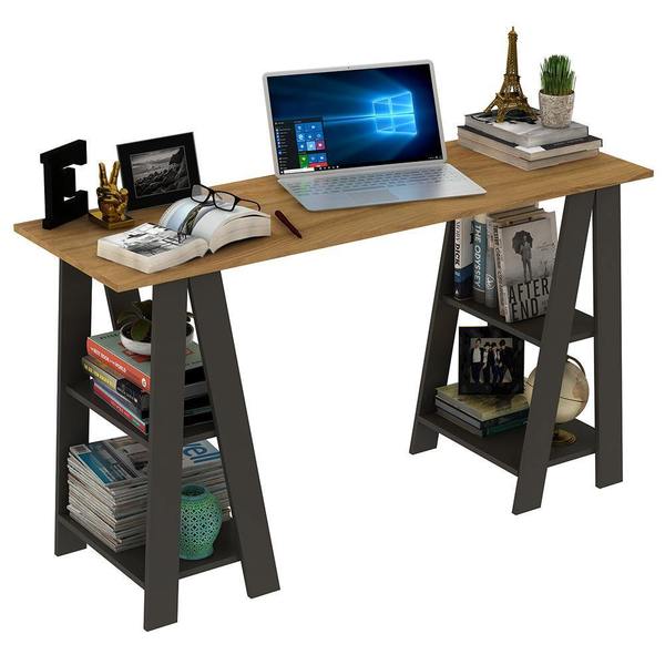 Escritorio con Caballetes - Nogal/Grafito