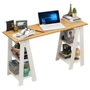 Escritorio con Caballetes - Nogal/Blanco