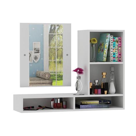 Repisa Suspendida con Espejo - Blanco